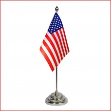 USA table flag,  stainless steel base, printed
