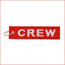 Crew Embroidery tag, Red with white embroidery