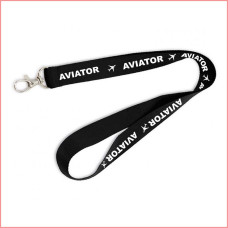 Aviator lanyard, black, simple, metal hook