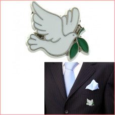 Dove peace lapel / coat pin, enamel engraved, executive