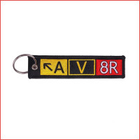 AV8R airport taxi sign  tag, embroidery keychain