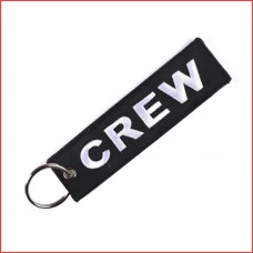 Crew Embroidery tag, Black with white embroidery