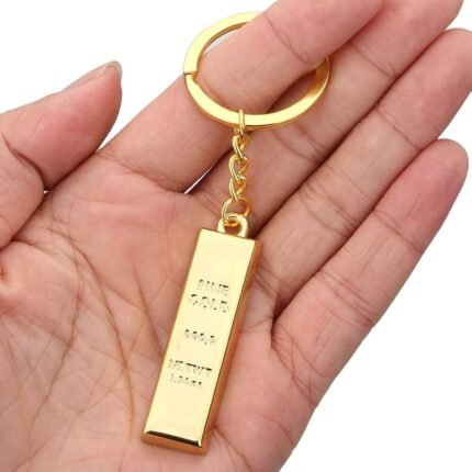 Gold bar keychain, artificial gold