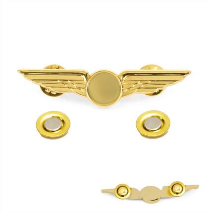 Aviation / Pilot Wing, blank, 80mm width, golden colour, magnet holder