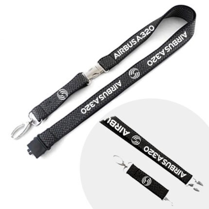 Airbus A320 carbon fiber lanyard, black, metal buckle