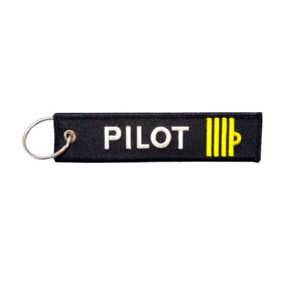 Navy Pilot Embroidery luggage tag, keychain, black
