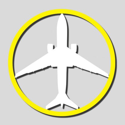 Airplane acrylic design for wall decoration, aviator and travel office theme,