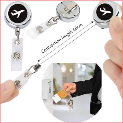 Aviation ID card holder, airplane flying mode, badge reel, clip at back