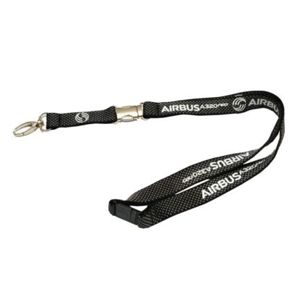 Airbus A320 Neo carbon fiber lanyard, black, metal buckle