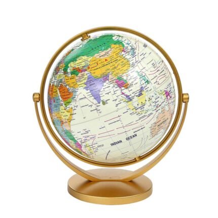 Globe world map, white colour, rotating, 10 inch