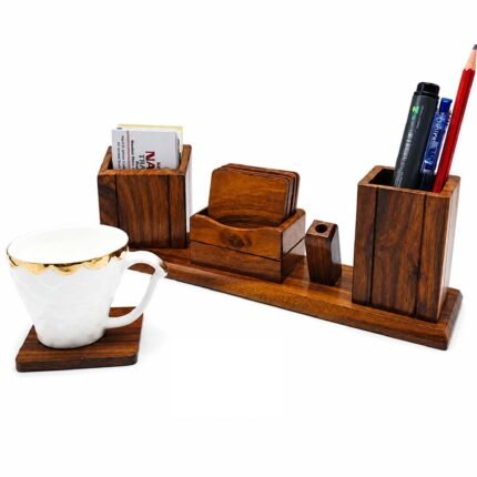 Wooden stationery set for offices, pure sheesham wood, executive look