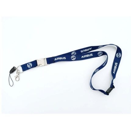 Airbus Lanyard, blue high quality fabric, metal buckle and phone holder